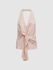 Reiss Nude Freda Tie Halter Neck Blouse - Image 2 of 5