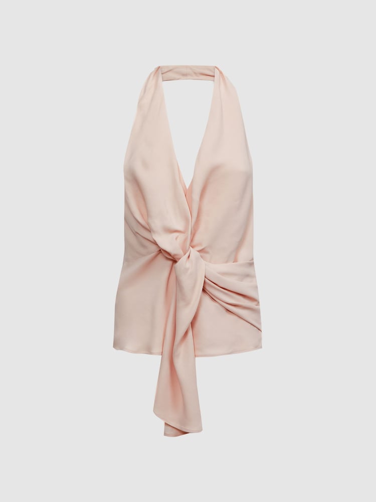Reiss Nude Freda Tie Halter Neck Blouse - Image 2 of 5