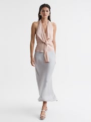 Reiss Nude Freda Tie Halter Neck Blouse - Image 4 of 5