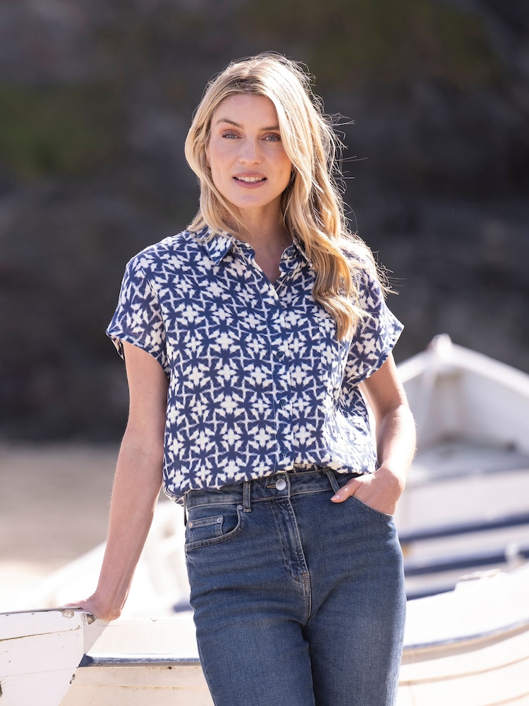 Celtic & Co. Blue Linen Drape Shirt - Image 1 of 4