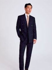 MOSS Navy Blue Tailored Check Jacket - Image 4 of 6