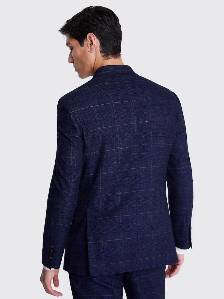 MOSS Navy Blue Tailored Check Jacket - Image 4 of 6