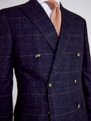 MOSS Navy Blue Tailored Check Jacket - Image 5 of 6