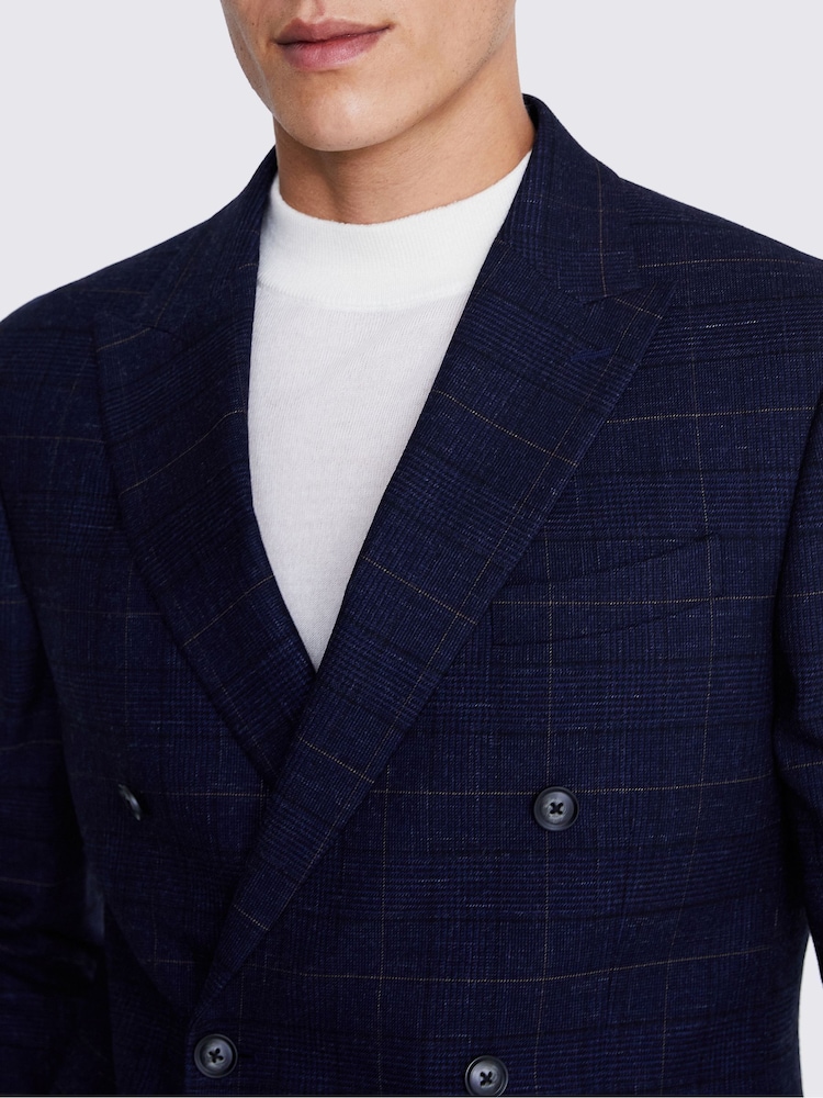 MOSS Navy Blue Tailored Check Jacket - Image 5 of 6