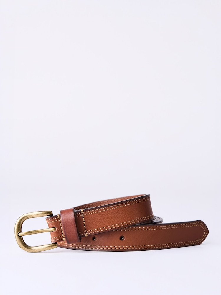 Lakeland Leather Brown Keisley Twin Stitch Belt - Image 1 of 4 Lakeland Leather Brown Keisley Twin Stitch Belt - Image 1 of 4
