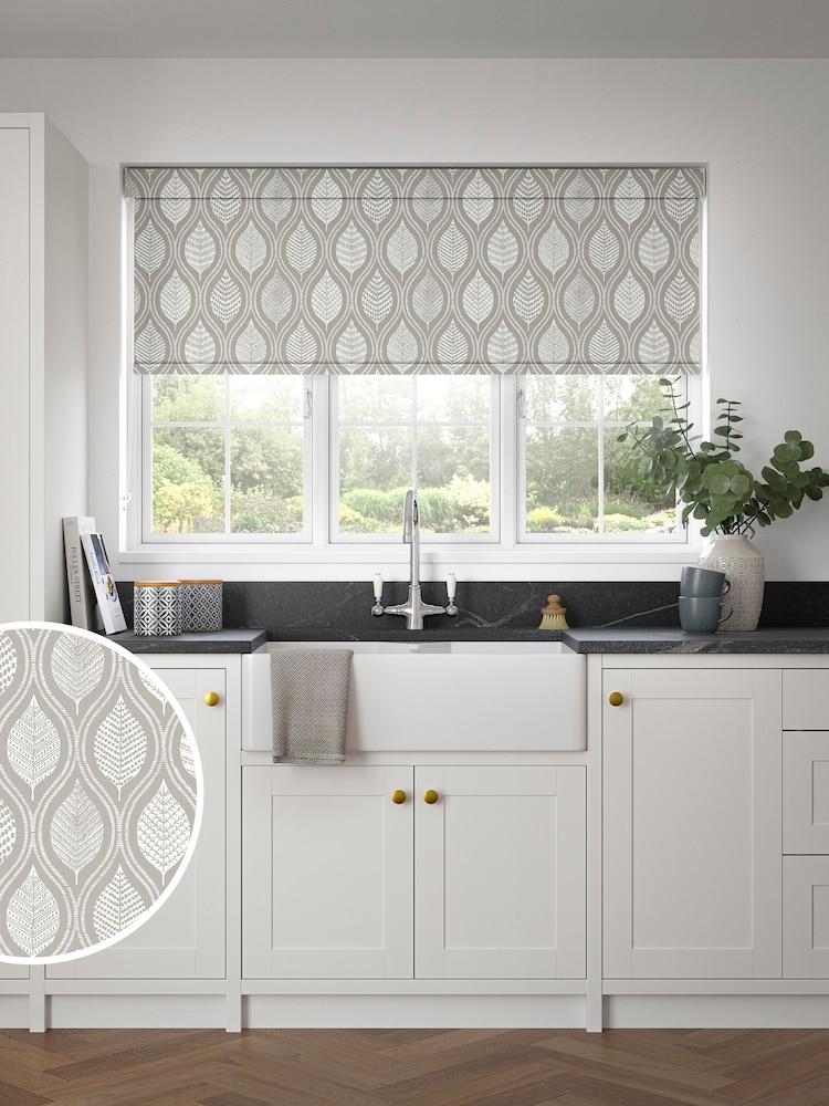 Natural Stone Lino Leaf Made to Measure Roller Blind - Image 1 of 6