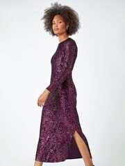 Dusk Purple Sequin Embellished Midi Dress - Image 2 of 5