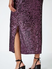 Dusk Purple Sequin Embellished Midi Dress - Image 5 of 5