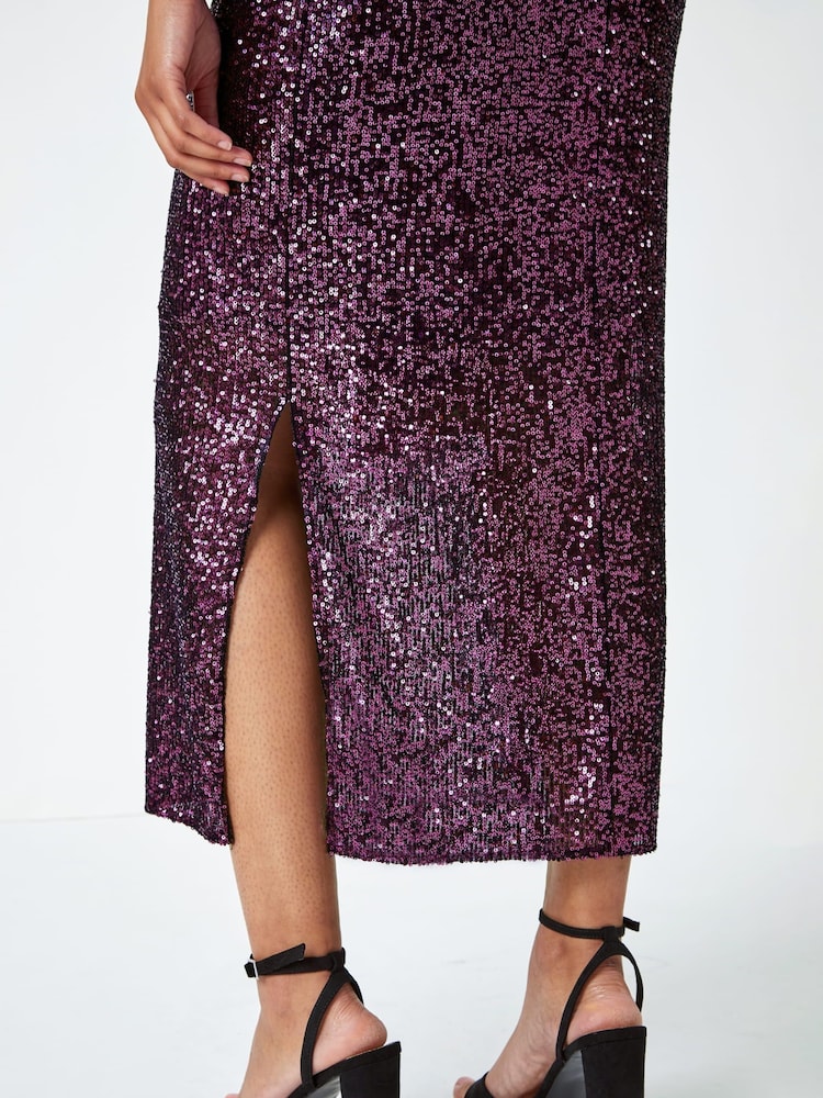 Dusk Purple Sequin Embellished Midi Dress - Image 5 of 5