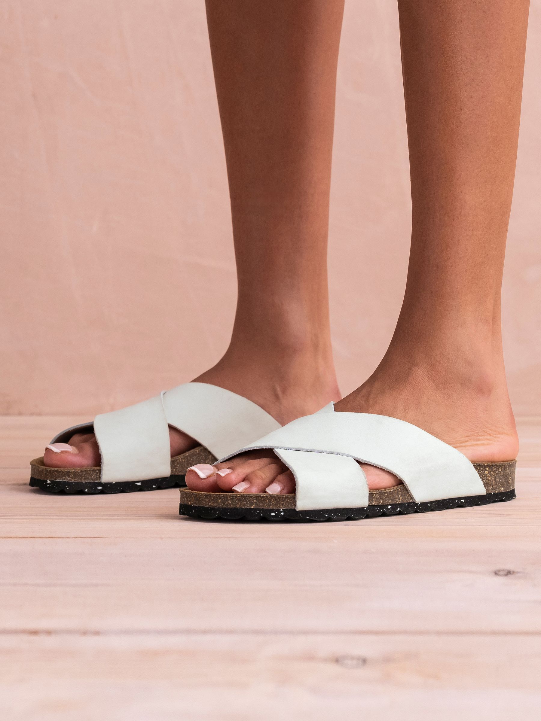 Celtic & Co. Nubuck Crossover White Slides - Image 1 of 7