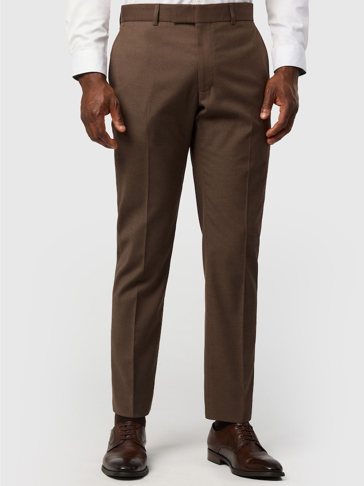 Antique Rogue Brown Slim Fit Harley Flannel Trousers - Image 1 of 2