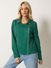 Grün - M&Co Bikerjacke aus Wildlederimitat - Bild 1 von 5