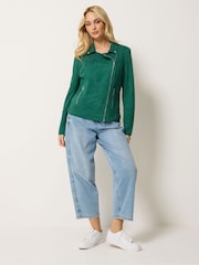 Grün - M&Co Bikerjacke aus Wildlederimitat - Bild 2 von 5