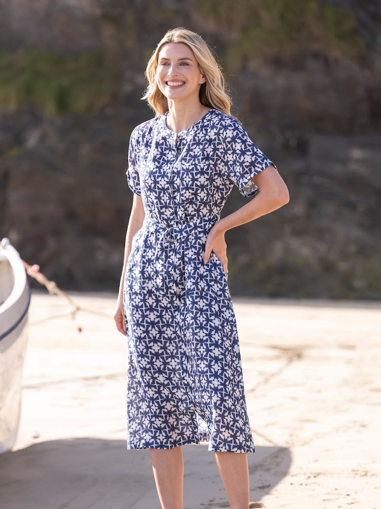 Celtic & Co. Blue Linen Button Through Dress - Image 1 of 8
