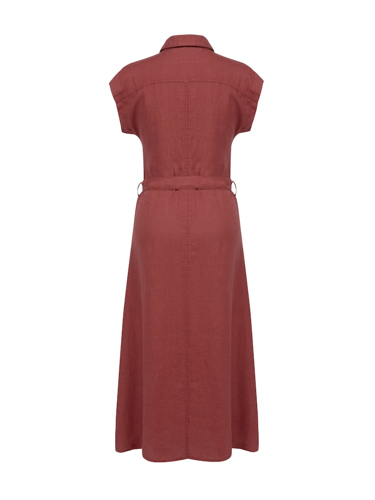 Celtic & Co. Red Linen Button Through Midi Shirt Dress - Image 2 of 5 Celtic & Co. Red Linen Button Through Midi Shirt Dress - Image 2 of 5