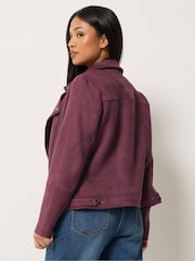 M&Co Purple Petite Faux Suede Biker Jacket - Image 3 of 4