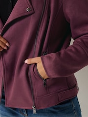 M&Co Purple Petite Faux Suede Biker Jacket - Image 4 of 4