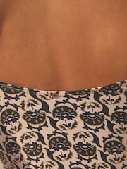 Ecru/Black Woodblock Tummy Shaping Control Bandeau Swimsuit - Image 6 of 7