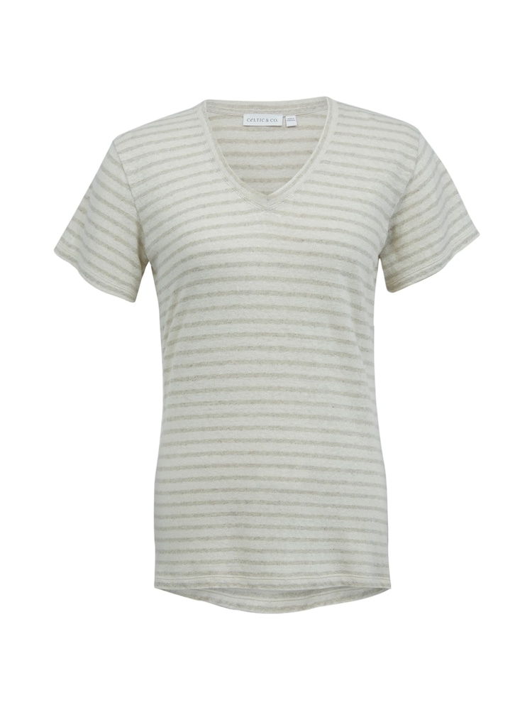 Celtic & Co. Cream Linen / Cotton V-Neck T-Shirt - Image 2 of 5