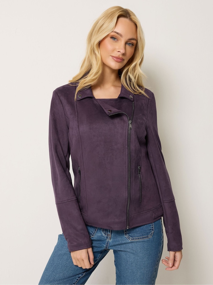 Lila - M&Co Bikerjacke aus Wildlederimitat - Bild 1 von 4