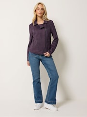Lila - M&Co Bikerjacke aus Wildlederimitat - Bild 2 von 4