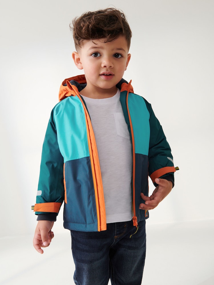 Blue Colourblock Waterproof Fleece Lined Coat (3mths-7yrs) - Image 1 of 7 Blue Colourblock Waterproof Fleece Lined Coat (3mths-7yrs) - Image 1 of 7