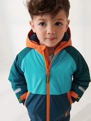 Blue Colourblock Waterproof Fleece Lined Coat (3mths-7yrs) - Image 2 of 7