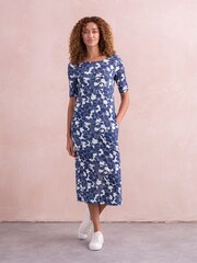 Celtic & Co. Blue Linen / Cotton Button Back Dress - Image 1 of 6