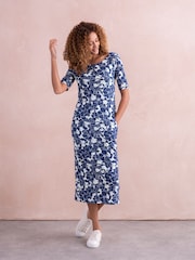 Celtic & Co. Blue Linen / Cotton Button Back Dress - Image 2 of 6