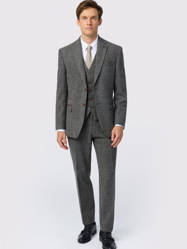 Antique Rogue Grey Tailored Fit Jace Berry Tweed Jacket - Image 2 of 5 Antique Rogue Grey Tailored Fit Jace Berry Tweed Jacket - Image 2 of 5