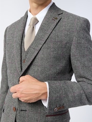 Antique Rogue Grey Tailored Fit Jace Berry Tweed Jacket - Image 5 of 5