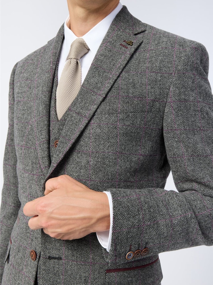 Antique Rogue Grey Tailored Fit Jace Berry Tweed Jacket - Image 5 of 5 Antique Rogue Grey Tailored Fit Jace Berry Tweed Jacket - Image 5 of 5