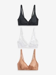 Black/White/Nude Non Pad Non Wire Microfibre Smoothing T-Shirt Bras 3 Pack - Image 5 of 8