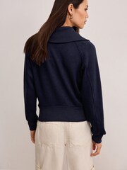Navy Blue Cosy Zip Funnel Neck Long Sleeve Jumper - Image 3 of 6