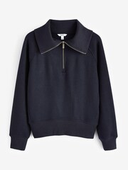 Navy Blue Cosy Zip Funnel Neck Long Sleeve Jumper - Image 5 of 6