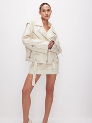 Good American White Boyfriend Moto Jacket - Image 3 of 6