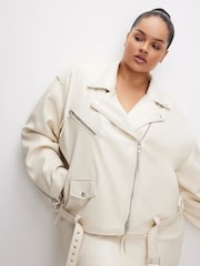Good American White Boyfriend Moto Jacket - Image 4 of 6