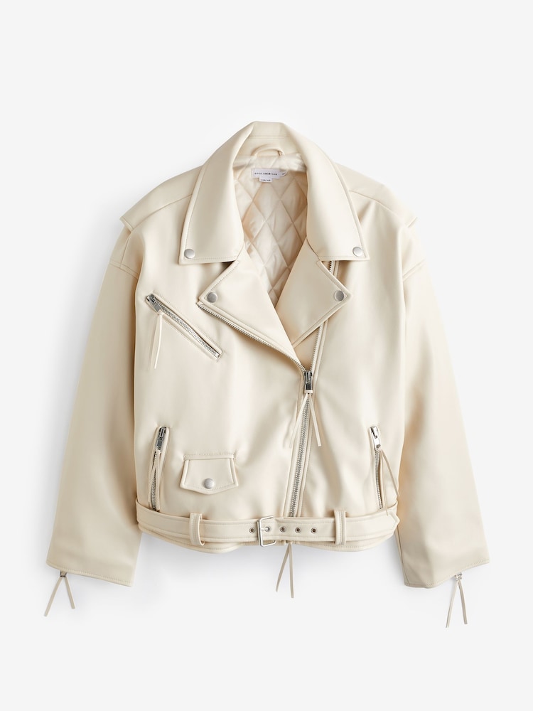Good American White Boyfriend Moto Jacket - Image 6 of 6