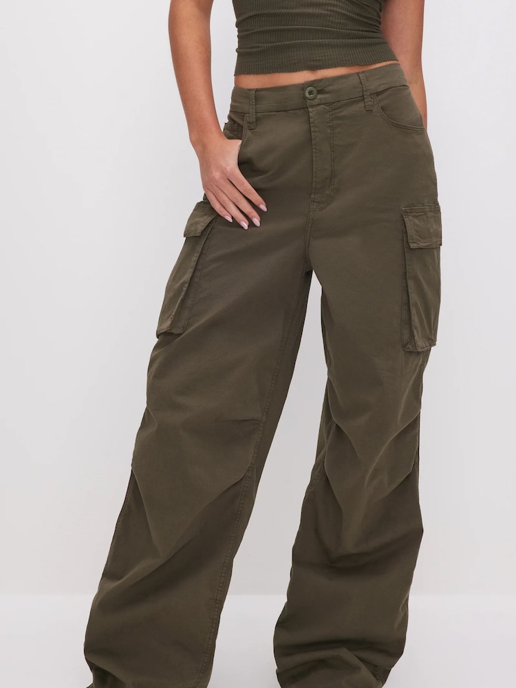 Good American Green Baggy Cargo Trousers - Image 1 of 6