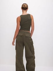 Good American Green Baggy Cargo Trousers - Image 2 of 6