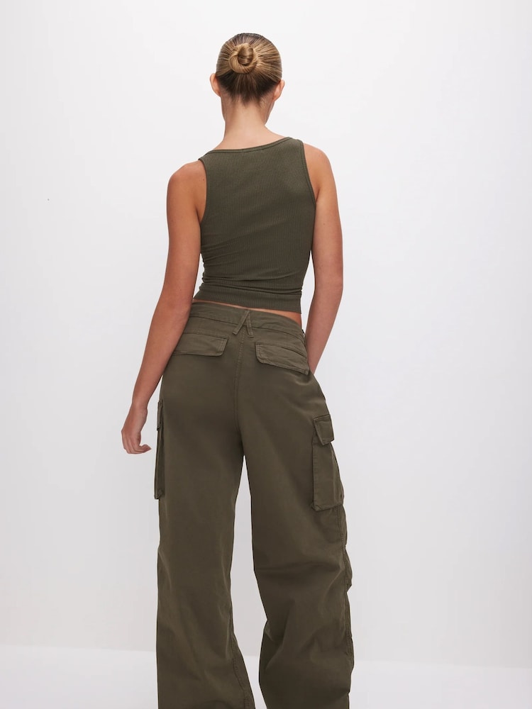 Good American Green Baggy Cargo Trousers - Image 2 of 6
