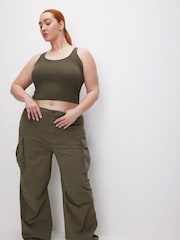 Good American Green Baggy Cargo Trousers - Image 3 of 6