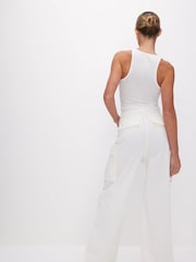 Good American White Baggy Cargo Trousers - Image 2 of 7