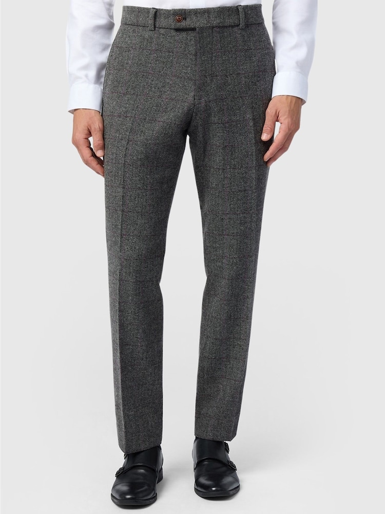 Antique Rogue Tailored Fit Jace Berry Tweed Trousers - Kuva 1 / 2 Antique Rogue Tailored Fit Jace Berry Tweed Trousers - Kuva 1 / 2