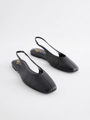 Black Forever Comfort® Square Toe Leather Sling Back Shoes - Image 1 of 5