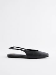 Black Forever Comfort® Square Toe Leather Sling Back Shoes - Image 2 of 5