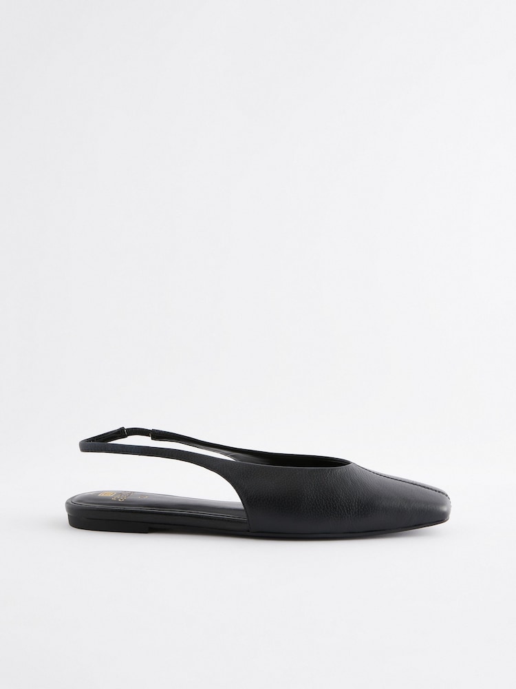Black Forever Comfort® Square Toe Leather Sling Back Shoes - Image 2 of 5