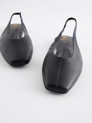 Black Forever Comfort® Square Toe Leather Sling Back Shoes - Image 3 of 5