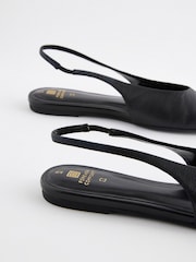 Black Forever Comfort® Square Toe Leather Sling Back Shoes - Image 4 of 5