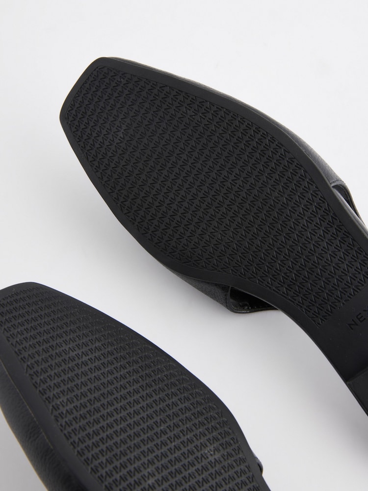 Black Forever Comfort® Square Toe Leather Sling Back Shoes - Image 5 of 5